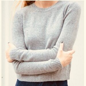 Brandy Melville- Light Gray Cropped Wool Blend Crewneck Sweater